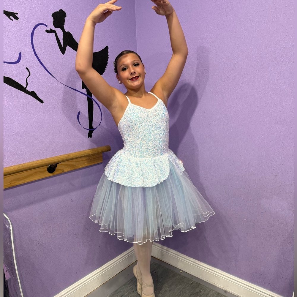 Blue and White Dance Costume with Tutu- Ballet or Lyrical